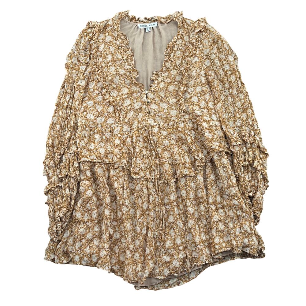 Shona Joy Julia Mini Dress Women's 4 Floral Ruffled Boho Cottagecore